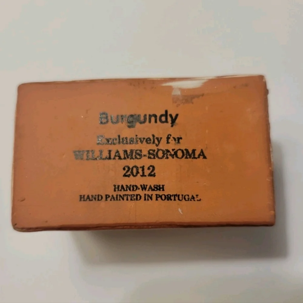 Set 10 Williams Sonoma Painted Ceramic Place Card Holders Brown Burgundy 2012